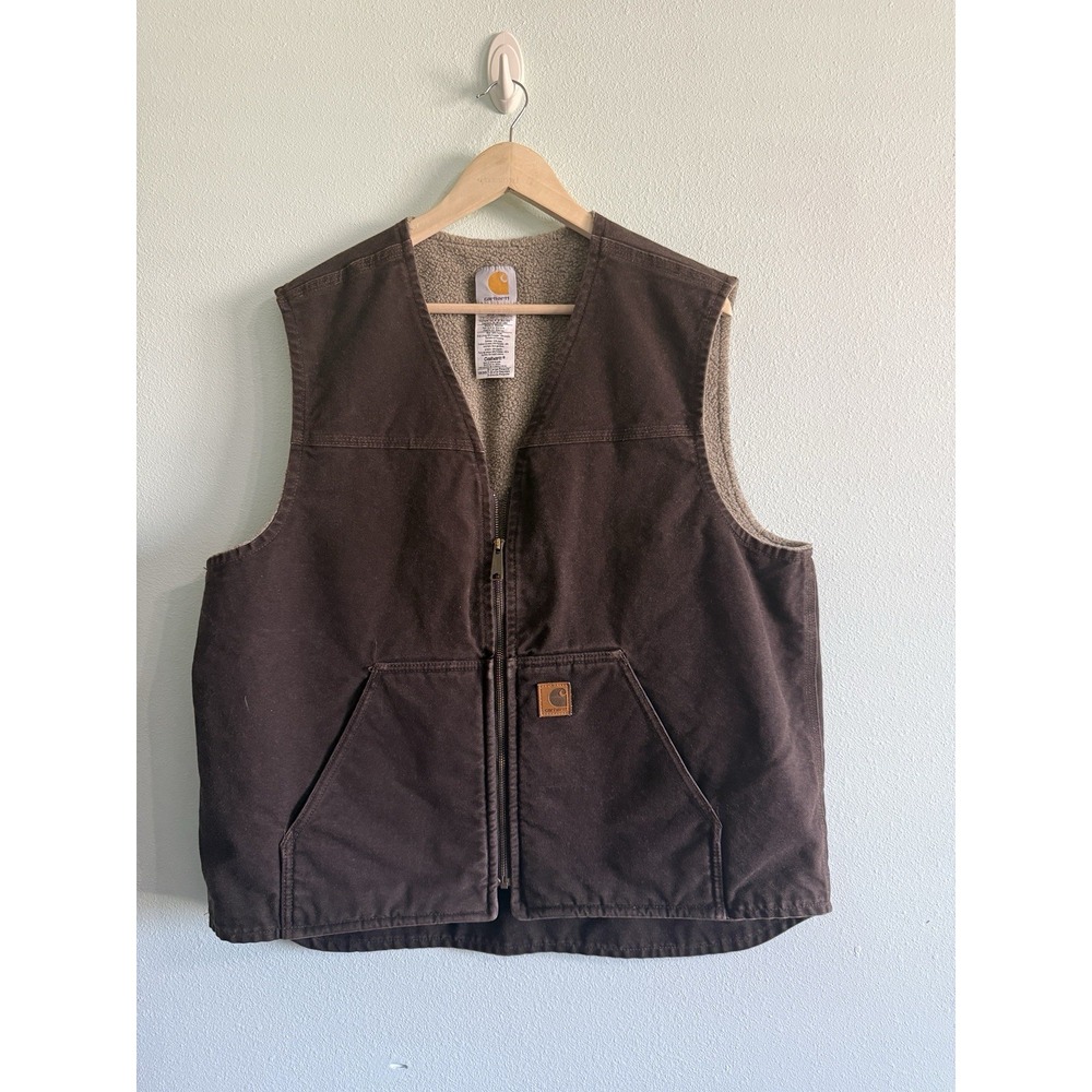 Carhartt Brown Rugged Canvas Lined Outdoor Vest Size XL Regular-Super Warm! V26